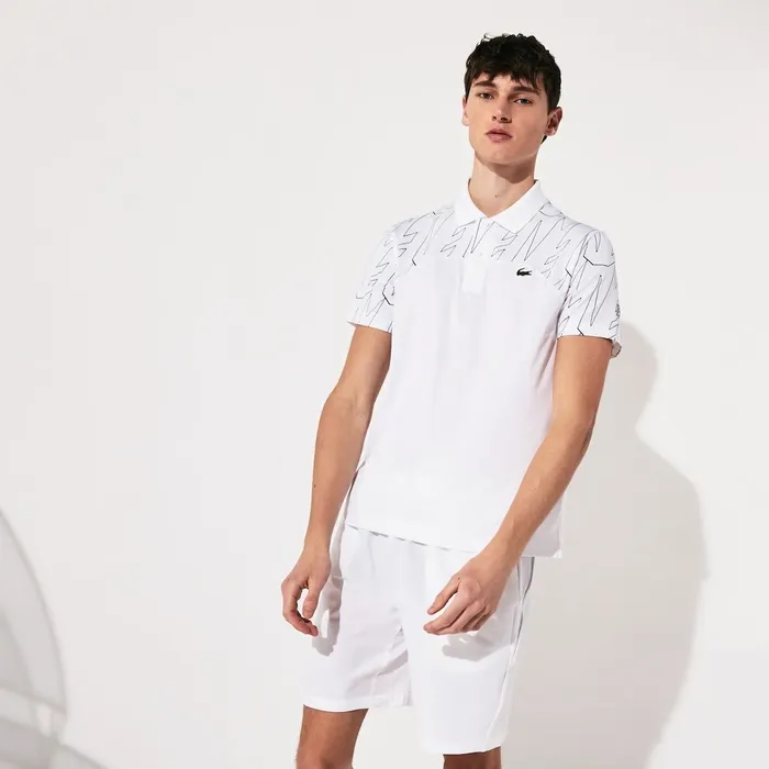 SPORT Novak Djokovic Breathable UltraLight Polo Shirt WhiteNavy Blue Mens Lacoste Polos Gift 4 You