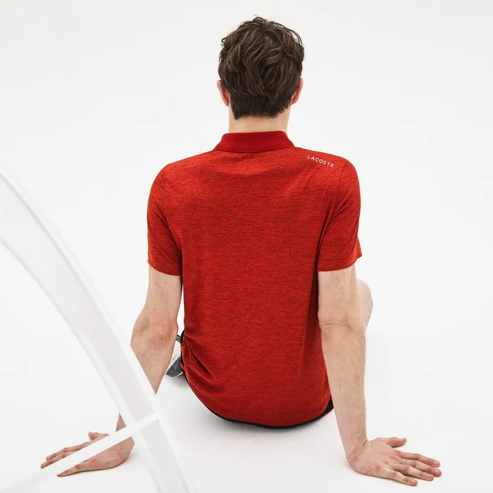 SPORT Novak Djokovic Collection Tech Jersey Polo RedBlack Mens Lacoste Polos Outlet Factory