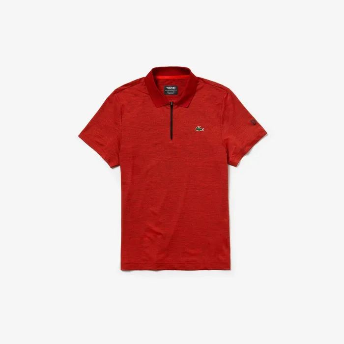 SPORT Novak Djokovic Collection Tech Jersey Polo RedBlack Mens Lacoste Polos Outlet Factory