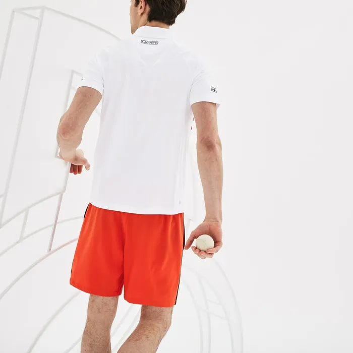SPORT Novak Djokovic Collection Tech Jersey Polo WhiteRed Mens Lacoste Polos Online