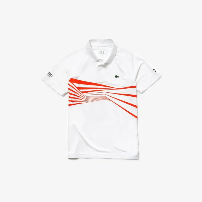 SPORT Novak Djokovic Collection Tech Jersey Polo WhiteRed Mens Lacoste Polos Online