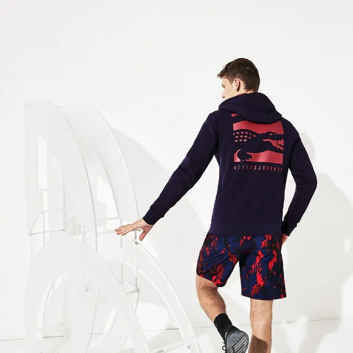 SPORT Novak Djokovic Croc Logo Sweatshirt Navy BlueBordeaux Mens Lacoste Sweatshirts On Sale