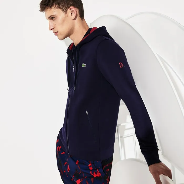 SPORT Novak Djokovic Croc Logo Sweatshirt Navy BlueBordeaux Mens Lacoste Sweatshirts On Sale