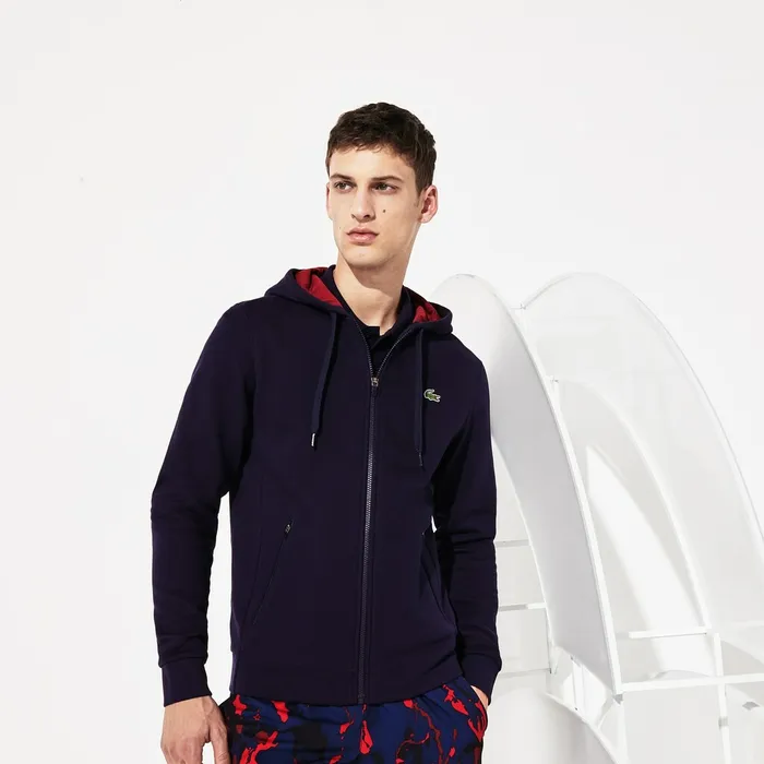 SPORT Novak Djokovic Croc Logo Sweatshirt Navy BlueBordeaux Mens Lacoste Sweatshirts On Sale