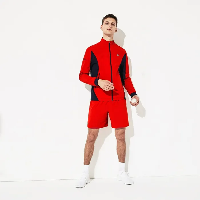 SPORT Novak Djokovic FullZip Jacket RedNavy Blue Mens Lacoste Jackets and Coats Gift 4 You