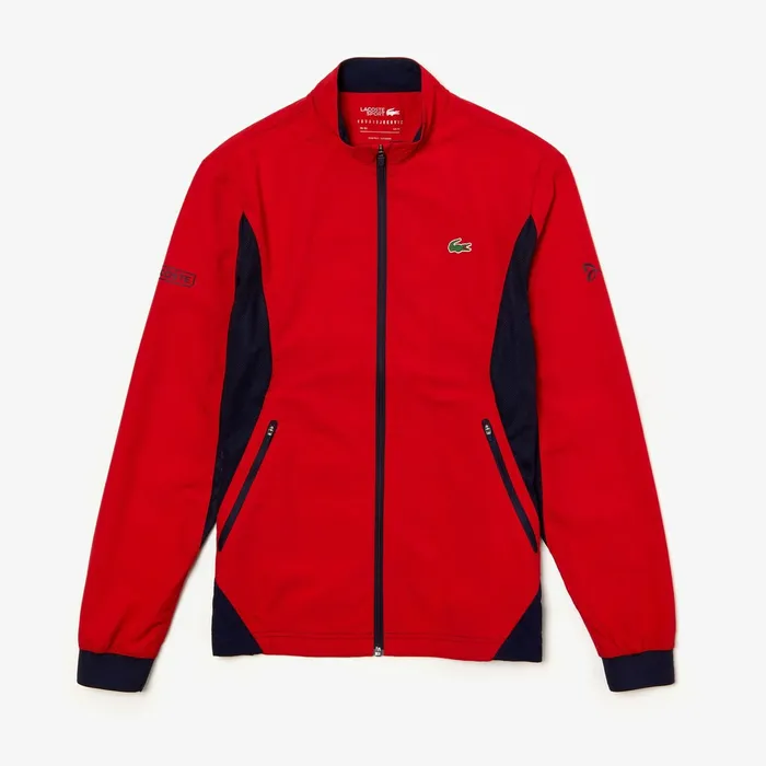 SPORT Novak Djokovic FullZip Jacket RedNavy Blue Mens Lacoste Jackets and Coats Gift 4 You
