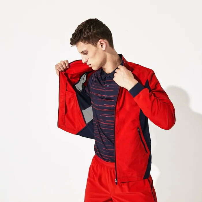 SPORT Novak Djokovic FullZip Jacket RedNavy Blue Mens Lacoste Jackets and Coats Gift 4 You