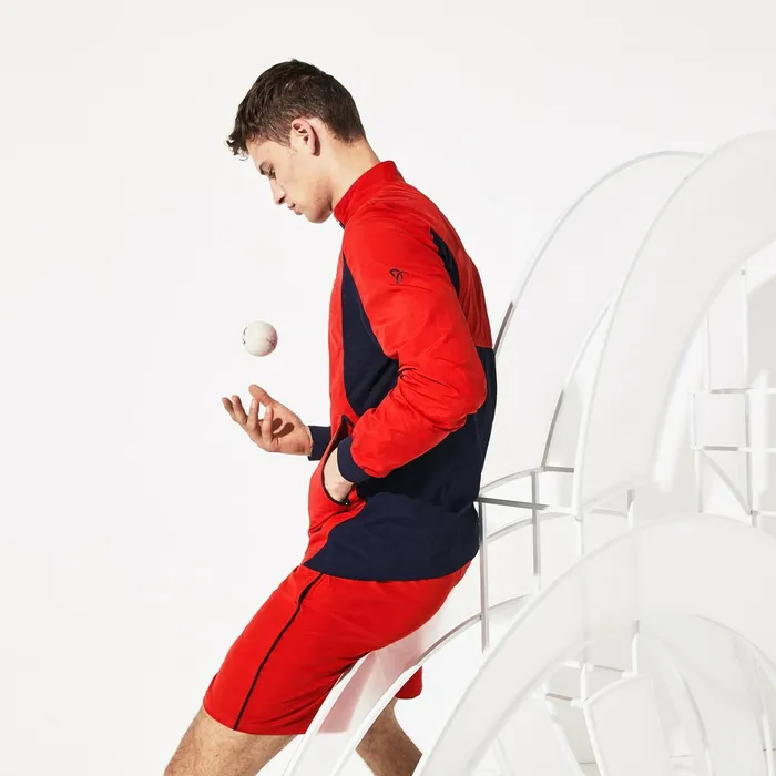 SPORT Novak Djokovic FullZip Jacket RedNavy Blue Mens Lacoste Jackets and Coats Gift 4 You