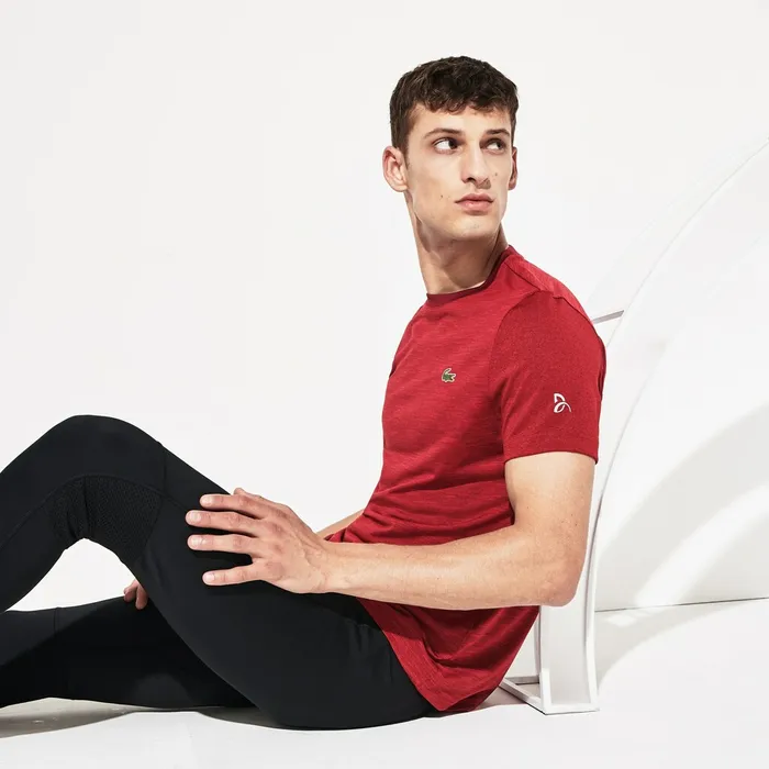 SPORT Novak Djokovic Jersey Tshirt BordeauxRed Mens Lacoste TShirts Gift for Friend