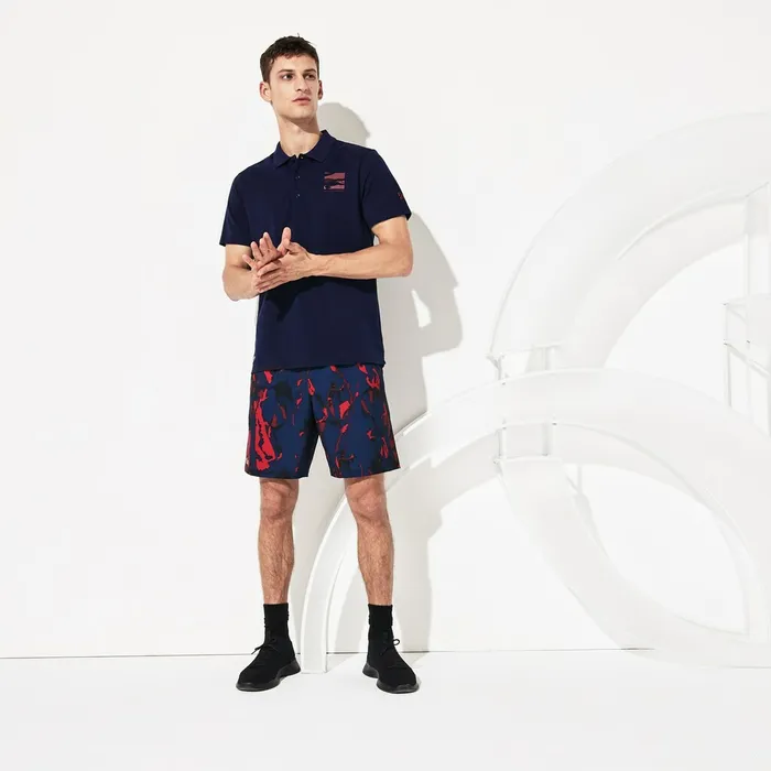 SPORT Novak Djokovic Lightweight Cotton Polo Navy BlueBordeaux Mens Lacoste Polos Outlet