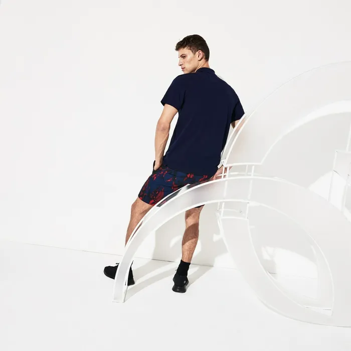SPORT Novak Djokovic Lightweight Cotton Polo Navy BlueBordeaux Mens Lacoste Polos Outlet