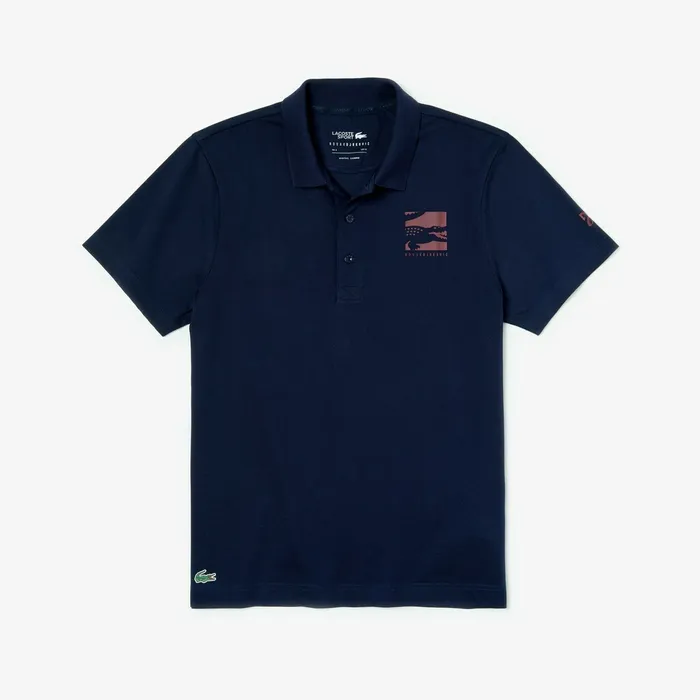 SPORT Novak Djokovic Lightweight Cotton Polo Navy BlueBordeaux Mens Lacoste Polos Outlet