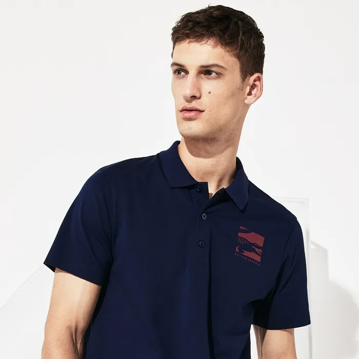 SPORT Novak Djokovic Lightweight Cotton Polo Navy BlueBordeaux Mens Lacoste Polos Outlet