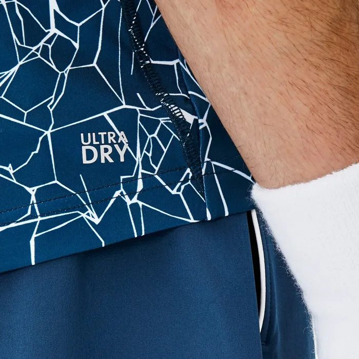 SPORT Novak Djokovic Print Technical Jersey Polo BlueWhite Mens Lacoste Polos Cheap On Sale