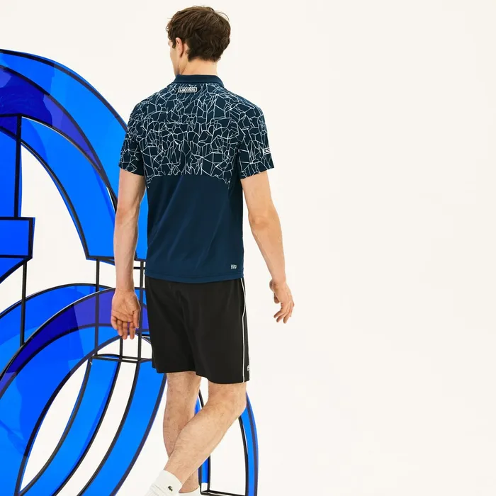 SPORT Novak Djokovic Print Technical Jersey Polo BlueWhite Mens Lacoste Polos Gift for Friend