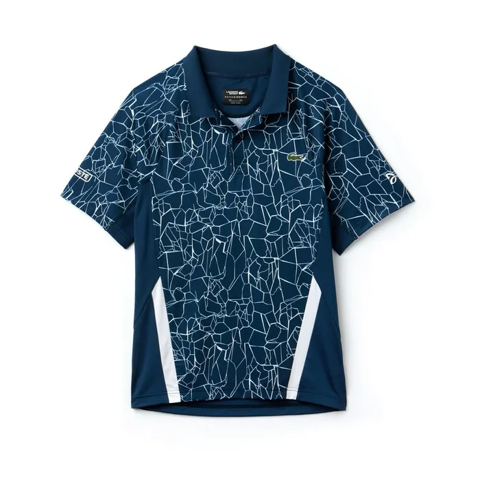 SPORT Novak Djokovic Print Technical Jersey Polo BlueWhite Mens Lacoste Polos Gift for Friend