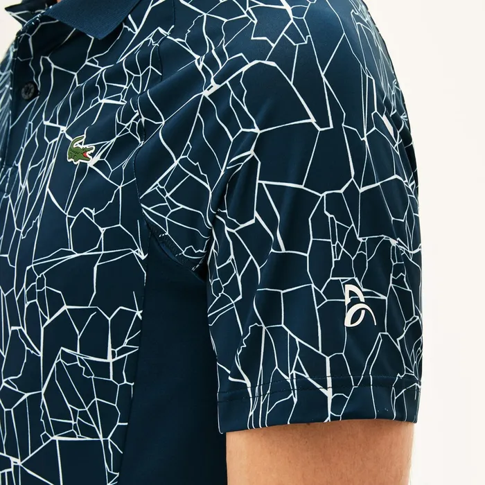 SPORT Novak Djokovic Print Technical Jersey Polo BlueWhite Mens Lacoste Polos Gift for Friend