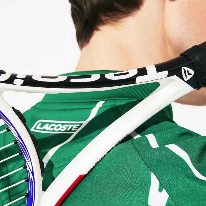 SPORT Novak Djokovic Printed Breathable Polo Shirt GreenWhite Mens Lacoste Polos Gift Ideas