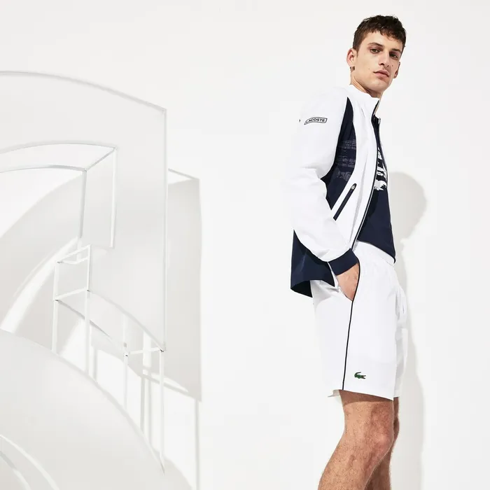 SPORT Novak Djokovic Stretch Technical Shorts WhiteNavy Blue Mens Lacoste Pants and Shorts Near Me SPORT Novak Djokovic Stretch Technical Shorts WhiteNavy Blue Mens Lacoste Pants and Shorts Near Me