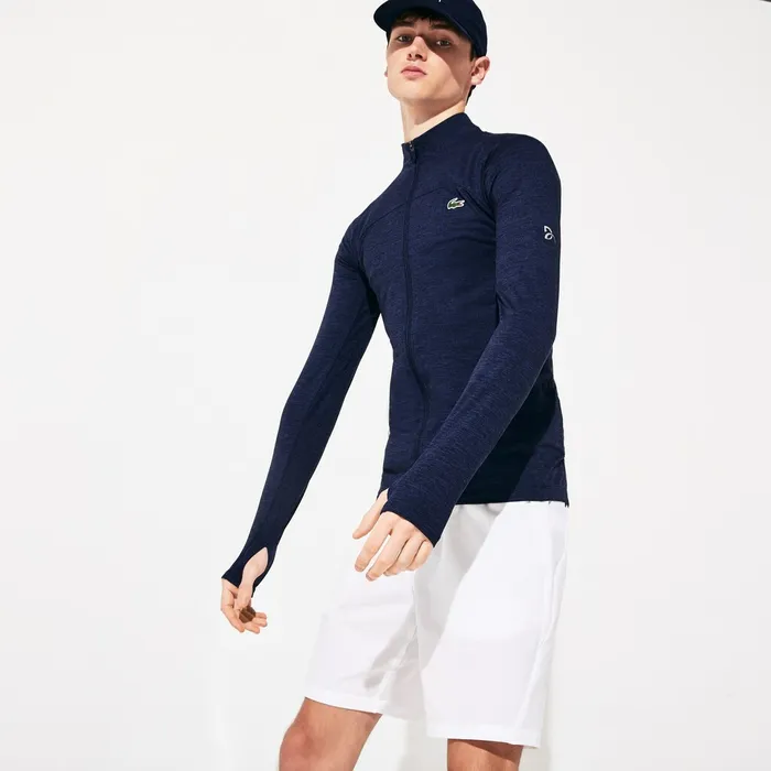 SPORT Novak Djokovic Stretch Zippered Jacket Navy Blue Mens Lacoste Sweatshirts Online Store