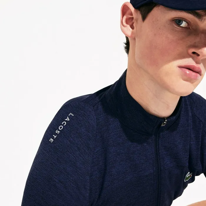 SPORT Novak Djokovic Stretch Zippered Jacket Navy Blue Mens Lacoste Sweatshirts Online Store