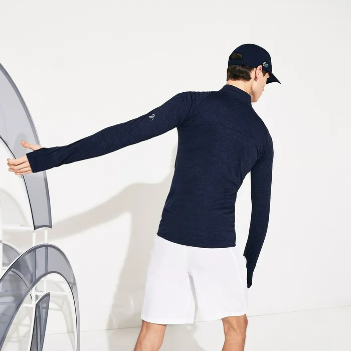 SPORT Novak Djokovic Stretch Zippered Jacket Navy Blue Mens Lacoste Sweatshirts Online Store