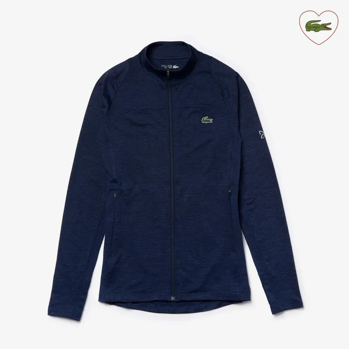 SPORT Novak Djokovic Stretch Zippered Jacket Navy Blue Mens Lacoste Sweatshirts Online Store