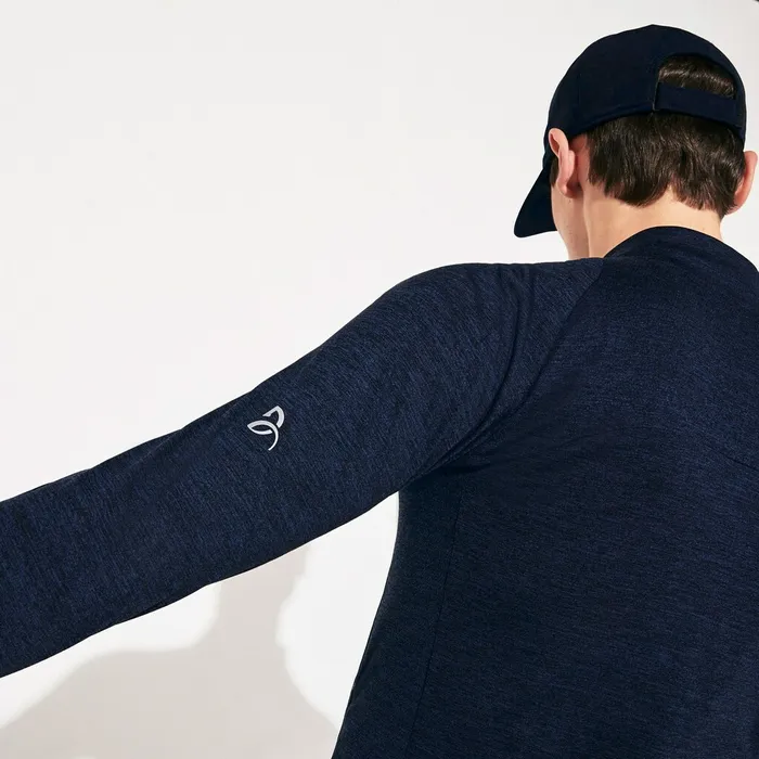 SPORT Novak Djokovic Stretch Zippered Jacket Navy Blue Mens Lacoste Sweatshirts Online Store