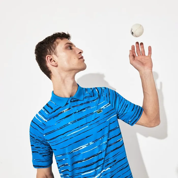 SPORT Novak Djokovic Striped Jersey Polo BlueNavy BlueWhite Mens Lacoste Polos On Sale SPORT Novak Djokovic Striped Jersey Polo BlueNavy BlueWhite Mens Lacoste Polos On Sale
