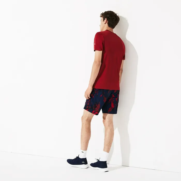 SPORT Novak Djokovic Tech Jersey Polo RedBordeaux Mens Lacoste Polos For Sale