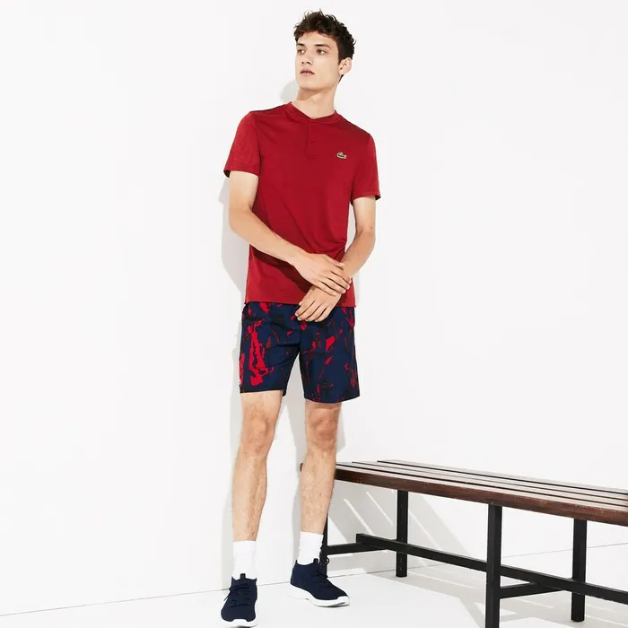 SPORT Novak Djokovic Tech Jersey Polo RedBordeaux Mens Lacoste Polos For Sale