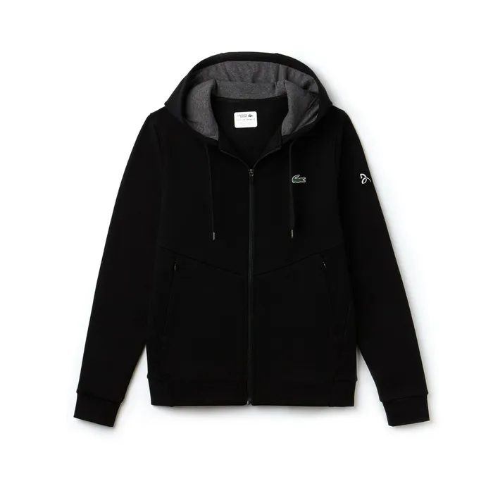 SPORT Novak Djokovic Technical Fleece Hooded Zip Sweatshirt BlackGrey ChineWhite Mens Lacoste Sweatshirts Gift 4 You