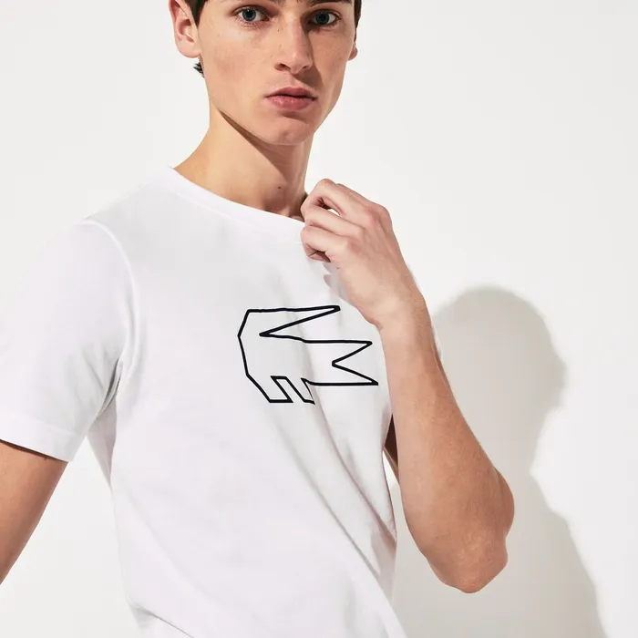 SPORT Novak Djokovic Ultra Dry Graphic Tee WhiteNavy Blue Mens Lacoste TShirts Gift for Friend