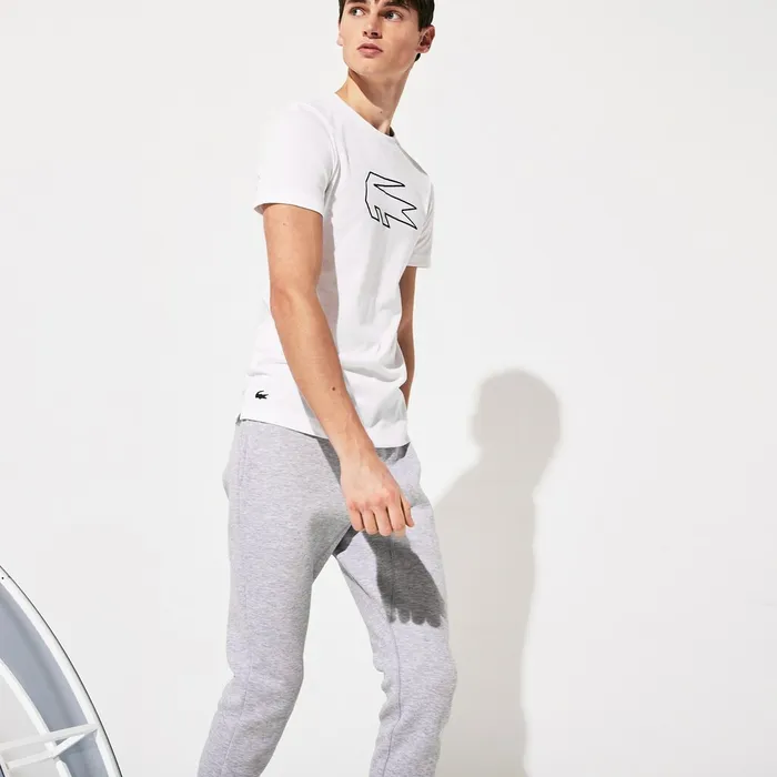 SPORT Novak Djokovic Ultra Dry Graphic Tee WhiteNavy Blue Mens Lacoste TShirts Gift for Friend