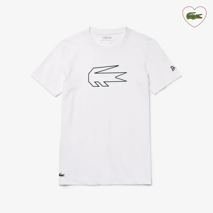 SPORT Novak Djokovic Ultra Dry Graphic Tee WhiteNavy Blue Mens Lacoste TShirts Gift for Friend