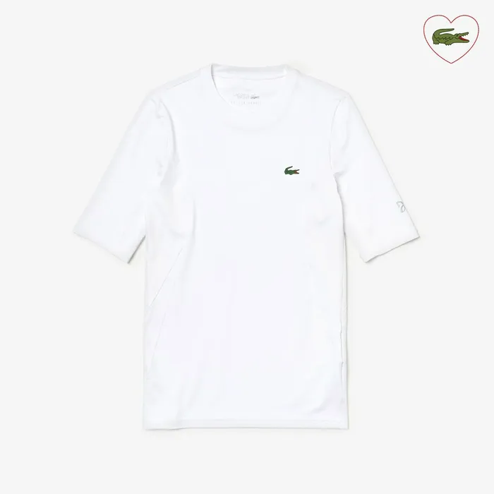 SPORT Novak Djokovic Ultra Dry Stretch Jersey Tshirt White Mens Lacoste TShirts Cheap On Sale
