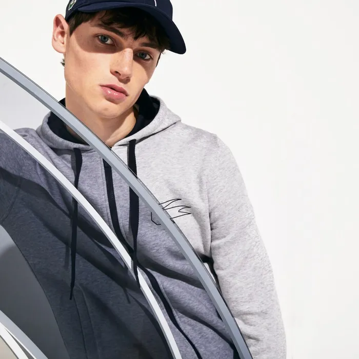 SPORT Novak Djokovic Zippered Hoody Sweatshirt Grey ChineNavy Blue Mens Lacoste Sweatshirts Gift for Friend