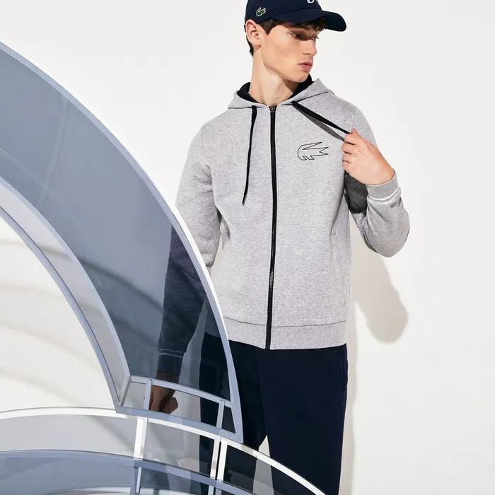 SPORT Novak Djokovic Zippered Hoody Sweatshirt Grey ChineNavy Blue Mens Lacoste Sweatshirts Gift for Friend