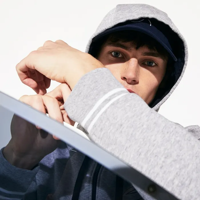 SPORT Novak Djokovic Zippered Hoody Sweatshirt Grey ChineNavy Blue Mens Lacoste Sweatshirts Gift for Friend
