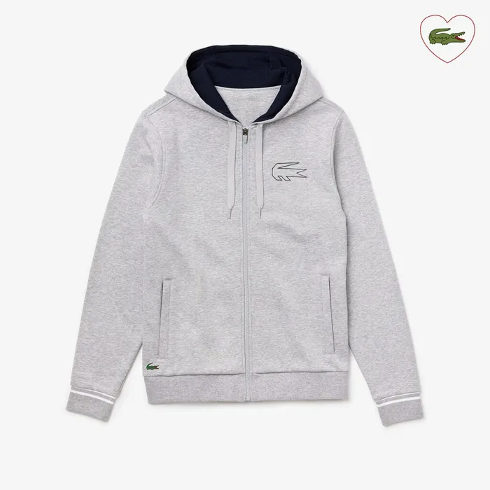 SPORT Novak Djokovic Zippered Hoody Sweatshirt Grey ChineNavy Blue Mens Lacoste Sweatshirts Gift for Friend
