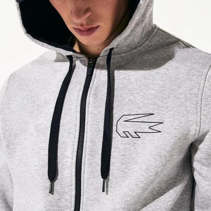 SPORT Novak Djokovic Zippered Hoody Sweatshirt Grey ChineNavy Blue Mens Lacoste Sweatshirts Gift for Friend