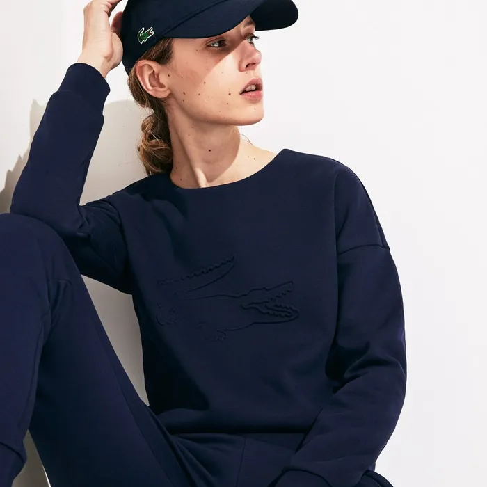 SPORT Oversize Croc CottonBlend Sweatshirt Navy Blue Womens Lacoste Sweaters and Sweatshirts For Sale Online SPORT Oversize Croc CottonBlend Sweatshirt Navy Blue Womens Lacoste Sweaters and Sweatshirts For Sale Online