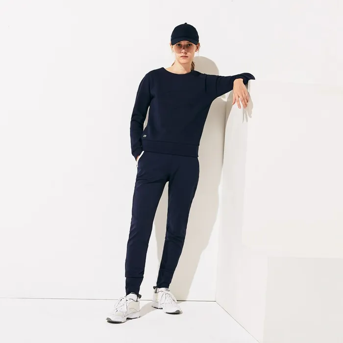 SPORT Oversize Croc CottonBlend Sweatshirt Navy Blue Womens Lacoste Sweaters and Sweatshirts For Sale Online