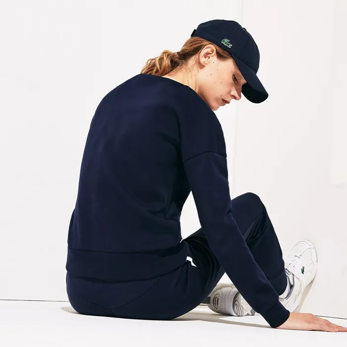 SPORT Oversize Croc CottonBlend Sweatshirt Navy Blue Womens Lacoste Sweaters and Sweatshirts For Sale Online