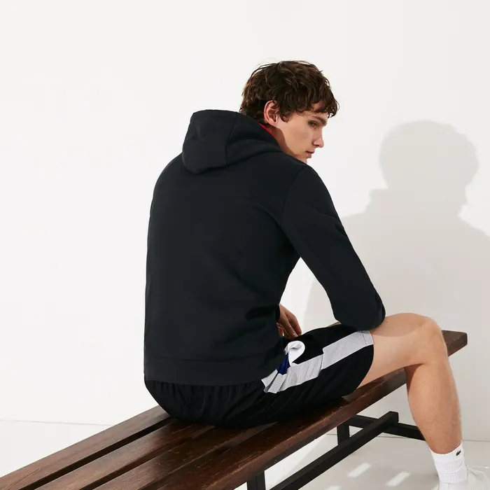 SPORT Oversize Croc Fleece Hoodie BlackRedWhite Mens Lacoste Sweatshirts Online Outlet Store