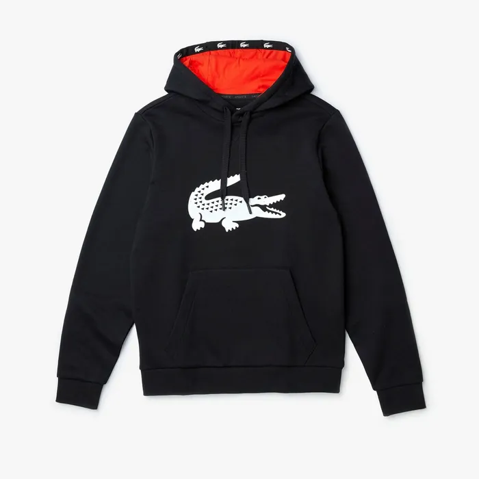 SPORT Oversize Croc Fleece Hoodie BlackRedWhite Mens Lacoste Sweatshirts Online Outlet Store