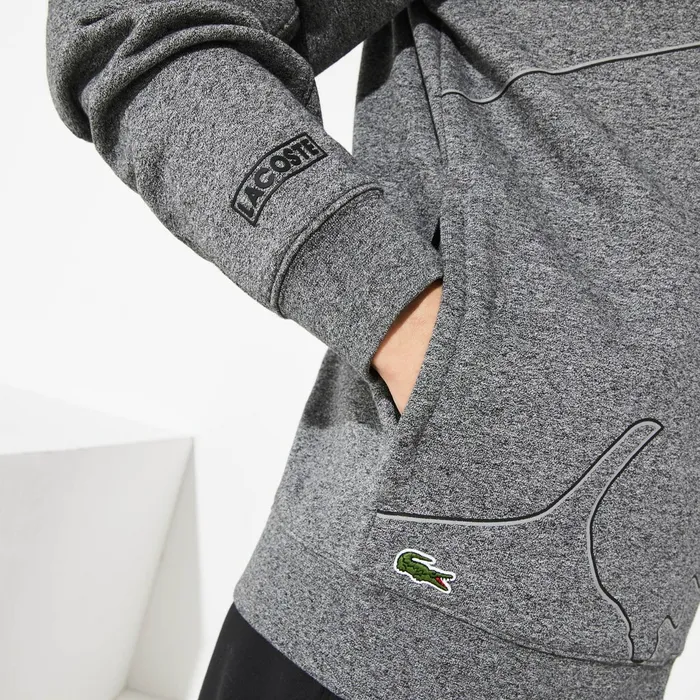 SPORT Oversized Croc Zip Fleece Sweatshirt Grey ChineBlackDark GreyBlack Mens Lacoste Sweatshirts Online Store