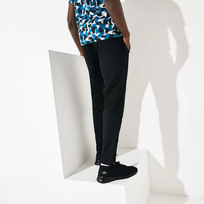 SPORT Paneled Breathable Sweatpants Black Mens Lacoste Pants and Shorts Popular