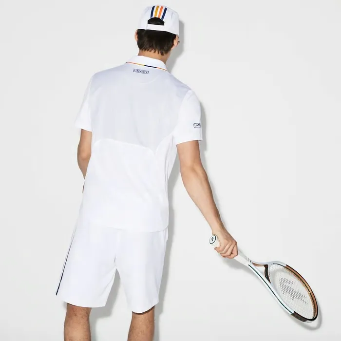 SPORT Piped Piqu Tennis Polo WhiteOrangeOrangeWhite Mens Lacoste Polos Gift for Friend
