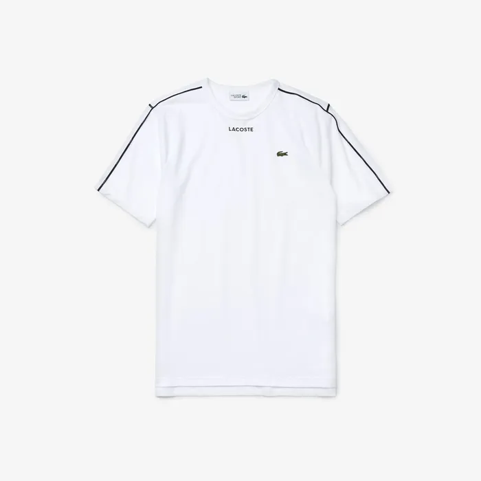 SPORT PipedSeam Cotton TShirt WhiteBlackWhite Mens Lacoste TShirts Online Store